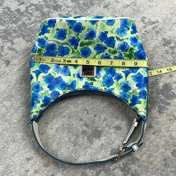 Dooney & Bourke Petunia Watercolor Floral Hobo Shoulder Bucket Bag Blue Green - Picture 10 of 17